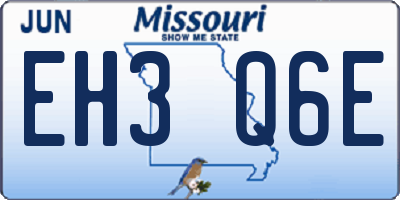 MO license plate EH3Q6E