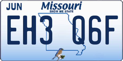MO license plate EH3Q6F
