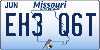 MO license plate EH3Q6T
