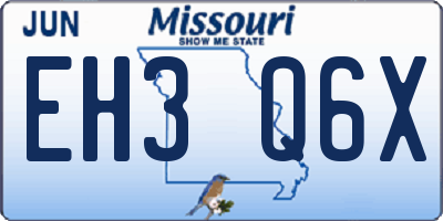 MO license plate EH3Q6X