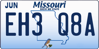 MO license plate EH3Q8A