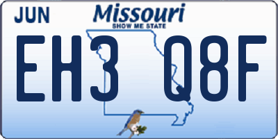 MO license plate EH3Q8F