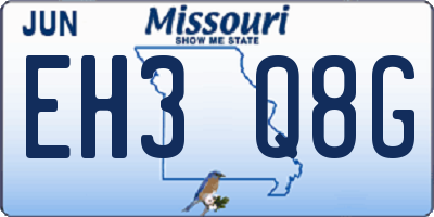 MO license plate EH3Q8G