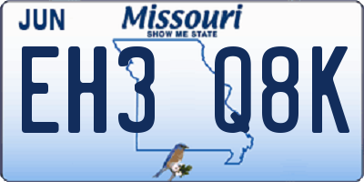 MO license plate EH3Q8K