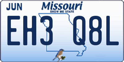 MO license plate EH3Q8L