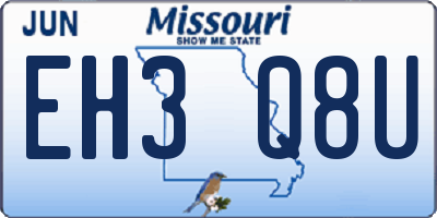 MO license plate EH3Q8U