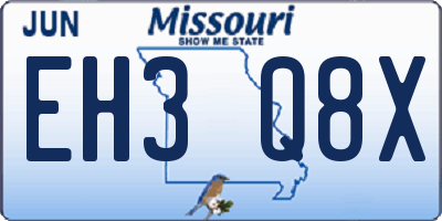 MO license plate EH3Q8X