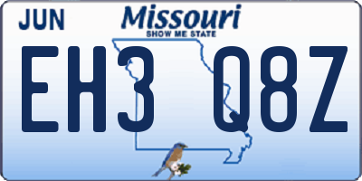 MO license plate EH3Q8Z