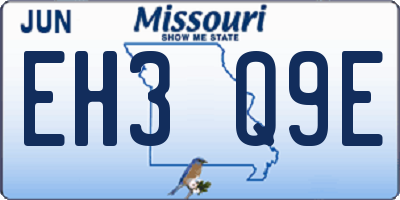 MO license plate EH3Q9E
