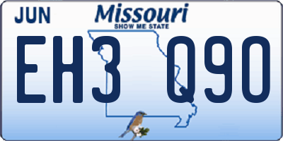MO license plate EH3Q9O