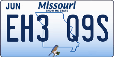 MO license plate EH3Q9S