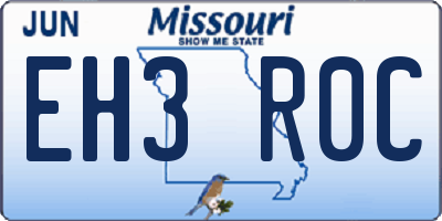 MO license plate EH3R0C
