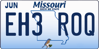MO license plate EH3R0Q
