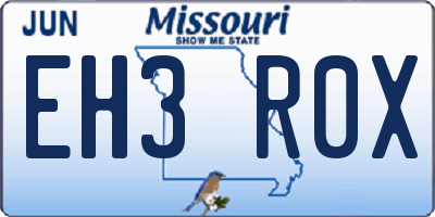 MO license plate EH3R0X