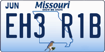 MO license plate EH3R1B