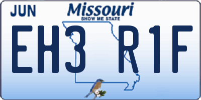 MO license plate EH3R1F