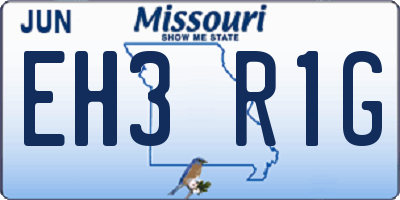MO license plate EH3R1G