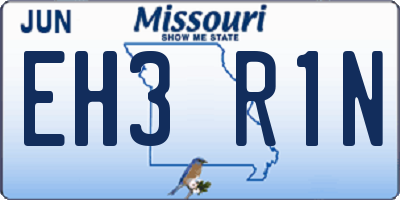 MO license plate EH3R1N