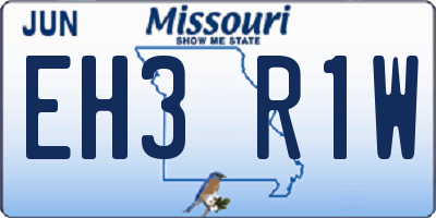 MO license plate EH3R1W