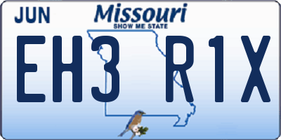 MO license plate EH3R1X