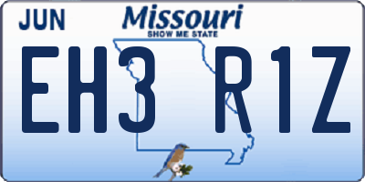 MO license plate EH3R1Z