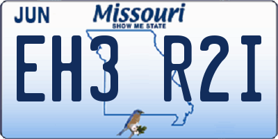 MO license plate EH3R2I