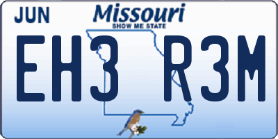 MO license plate EH3R3M