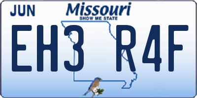 MO license plate EH3R4F