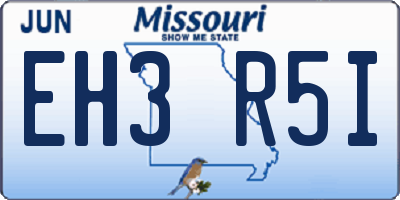 MO license plate EH3R5I