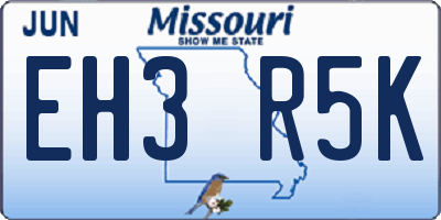 MO license plate EH3R5K