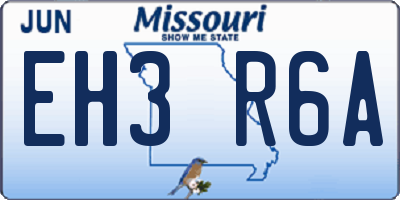 MO license plate EH3R6A