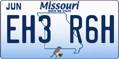 MO license plate EH3R6H