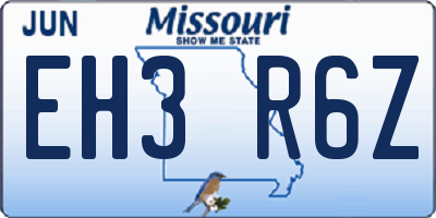 MO license plate EH3R6Z