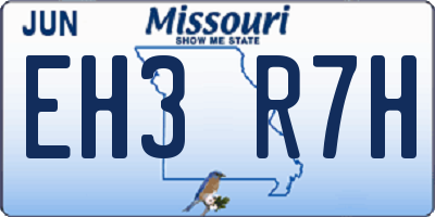 MO license plate EH3R7H