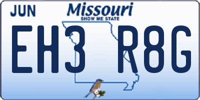 MO license plate EH3R8G