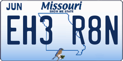 MO license plate EH3R8N