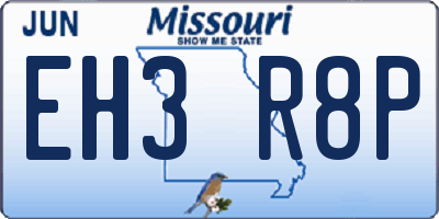 MO license plate EH3R8P