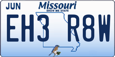 MO license plate EH3R8W