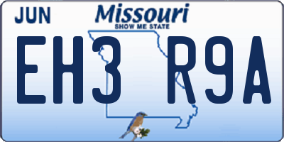 MO license plate EH3R9A