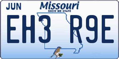 MO license plate EH3R9E