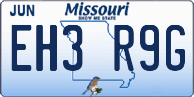 MO license plate EH3R9G