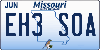 MO license plate EH3S0A
