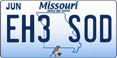 MO license plate EH3S0D