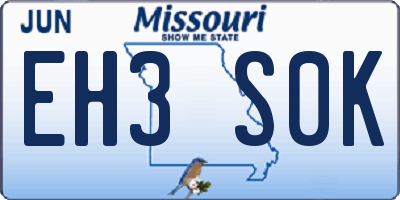 MO license plate EH3S0K