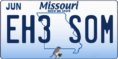 MO license plate EH3S0M