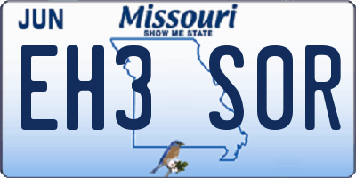 MO license plate EH3S0R