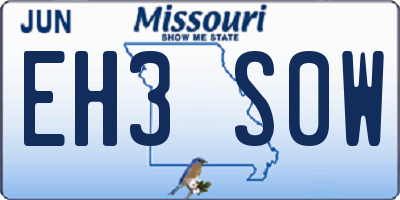 MO license plate EH3S0W