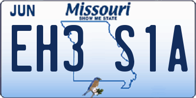 MO license plate EH3S1A