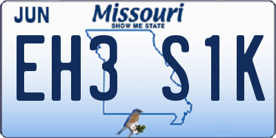 MO license plate EH3S1K