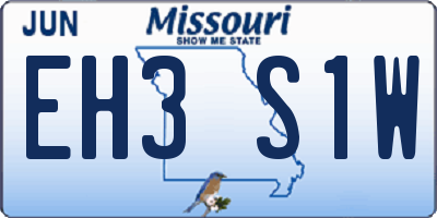 MO license plate EH3S1W